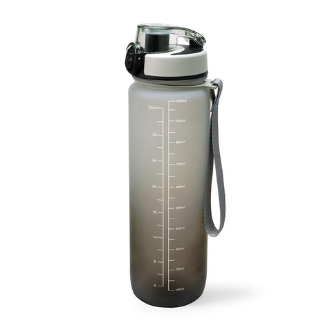 HYDRATE 900ml Water Bottle with Straw and Motivational Time Markings, Black