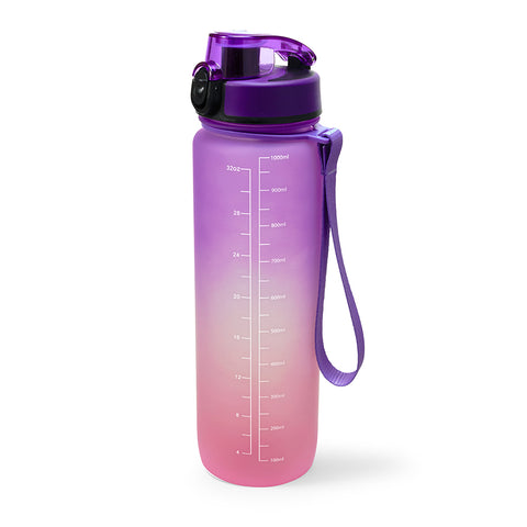 Skinny Motivational Water Bottle with Chug Lid- Purple, White