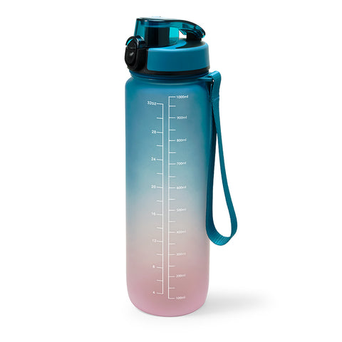 Skinny Motivational Water Bottle with Chug Lid- Dusty Blue & Blush