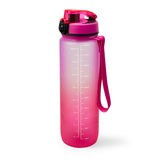 Skinny Motivational Water Bottle with Chug Lid- Pink to Hot Pink