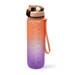 Skinny Motivational Water Bottle with Chug Lid- Peach & Purple